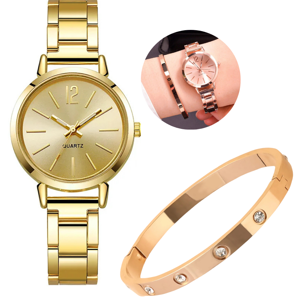 Golden Grace Duo Set: Watch and Bracelet