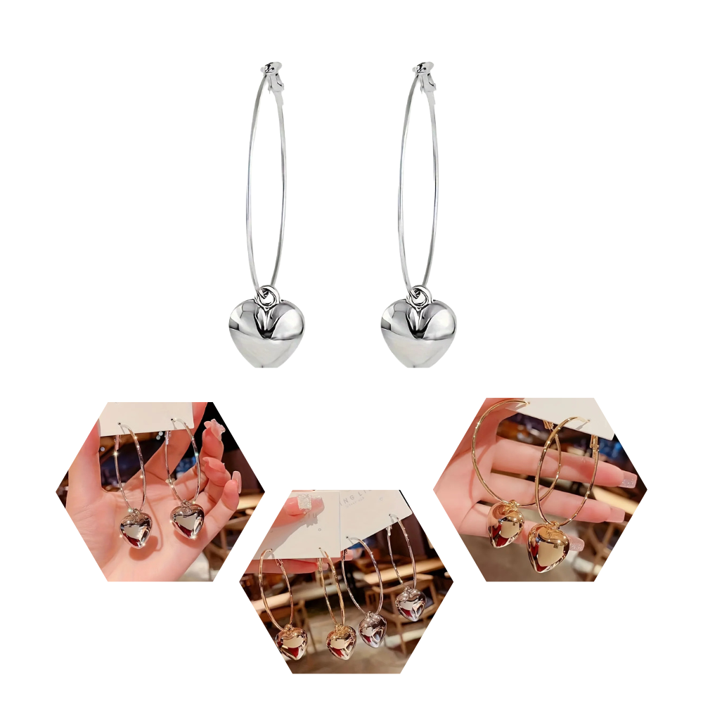 Elegant Heart Hoop Earrings – Luxe Alloy Jewelry for Women, Perfect for Romantic Evenings and Stylish Getaways