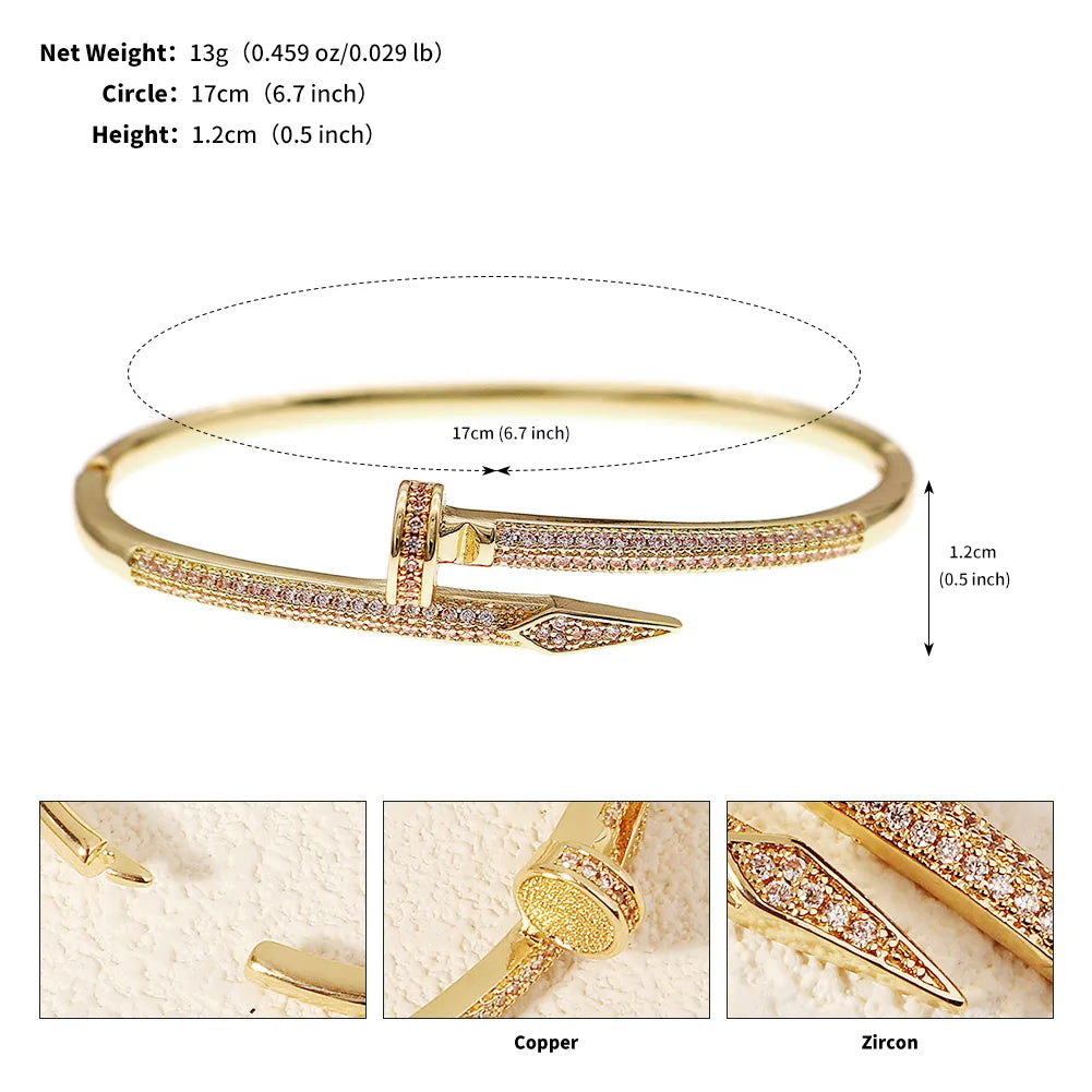 Miallo Royal Zircon Nail Bracelet – Luxury Women's Jewelry for Glamorous Events and Timeless Elegance