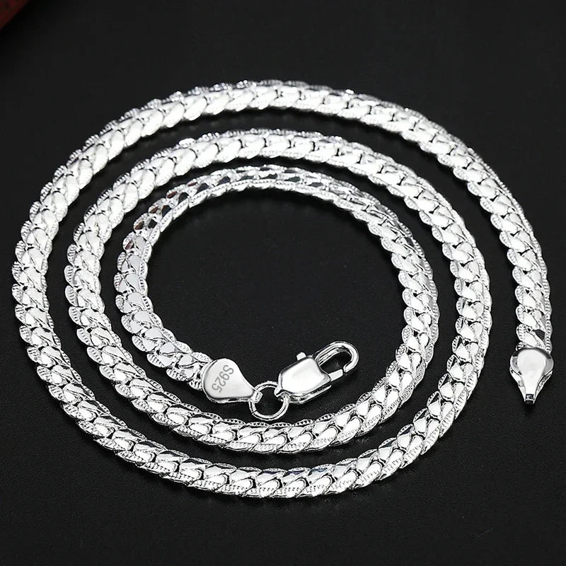 Full Sideways Figaro Chain Necklace in Gold or Silver – Luxurious Design for Men and Women, Perfect for Gifts & Elegant Occasions ,Unisex