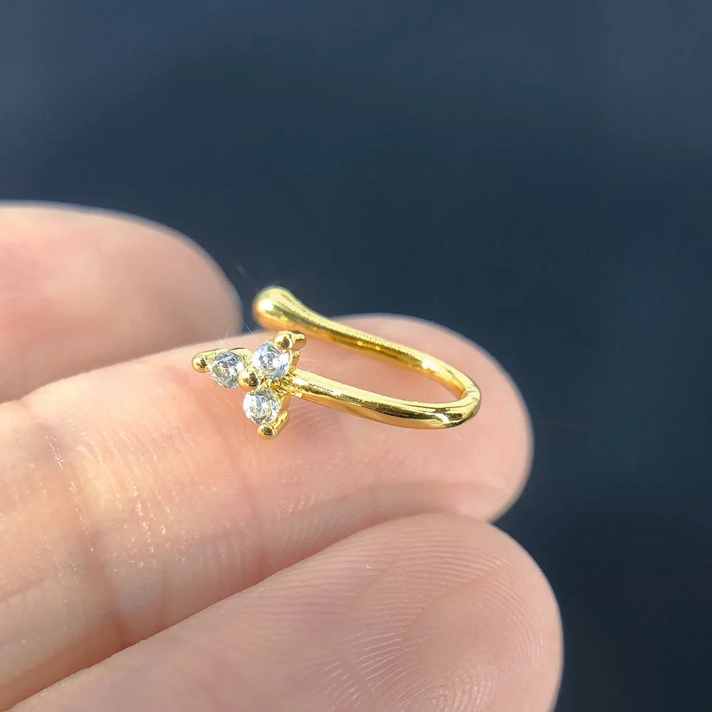 Non-Piercing Nose Ring and Ear Cuffs Featuring Edgy Heart, Star, Flower, and Butterfly Designs – Trendy Body Jewelry for Women" KAE197