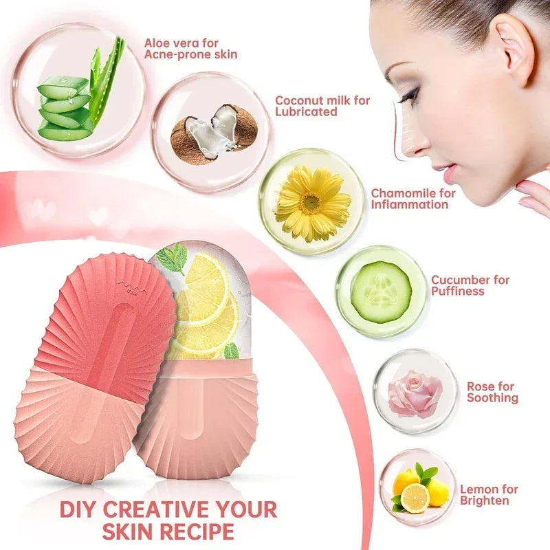 Elegant Silicone Ice Face Roller – Instant Cooling, Puffiness Relief & Pore Refinement Elegance