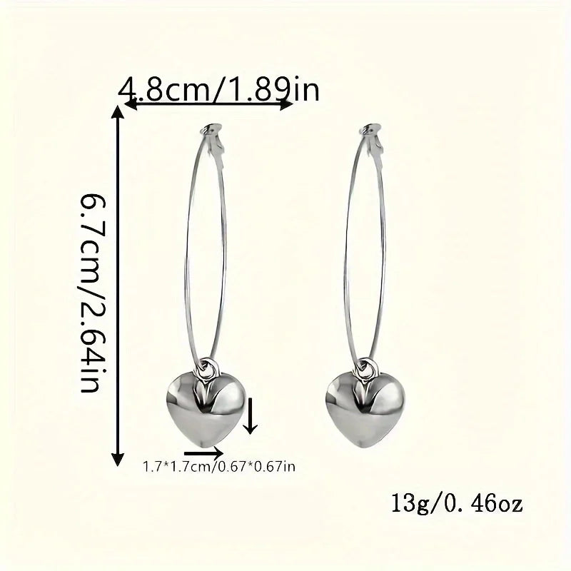Elegant Heart Hoop Earrings – Luxe Alloy Jewelry for Women, Perfect for Romantic Evenings and Stylish Getaways