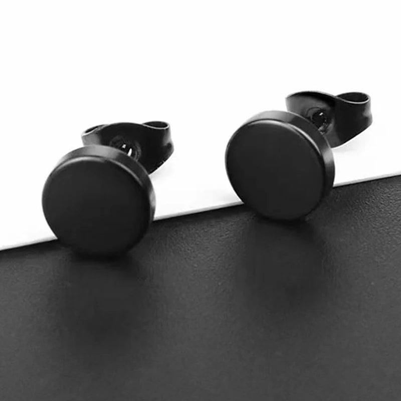 Pair of Modern Black Stainless Steel Stud Earrings – A Perfect Blend of Boldness and Elegance ,Unisex