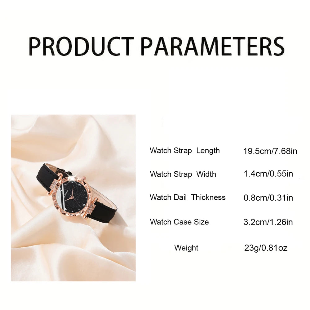 Luxury 5Pcs Gift Set – Elegant Women's Watches with Crystal Bracelets for a Unique Look