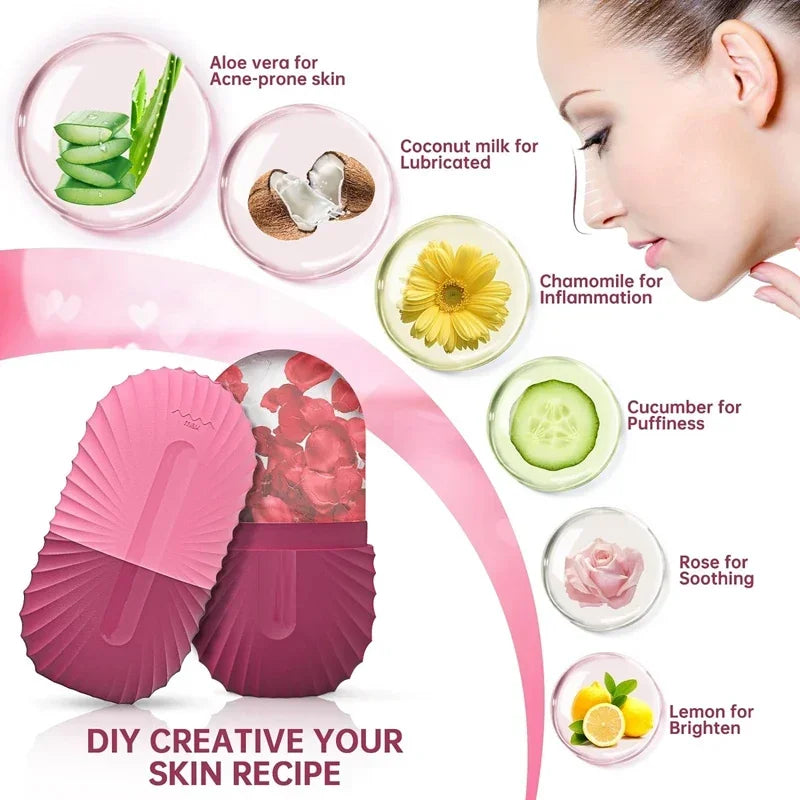 Elegant Silicone Ice Face Roller – Instant Cooling, Puffiness Relief & Pore Refinement Elegance