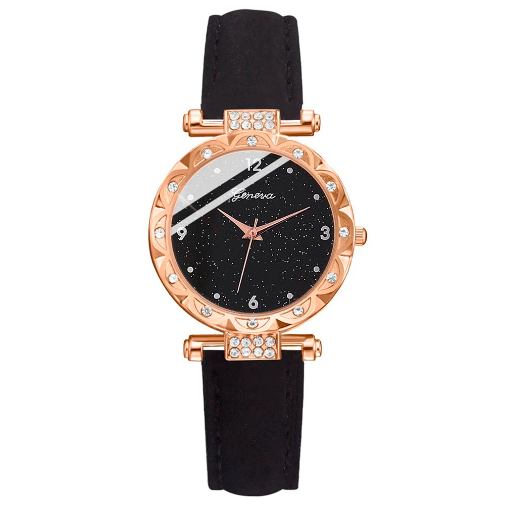Luxury 5Pcs Gift Set – Elegant Women's Watches with Crystal Bracelets for a Unique Look