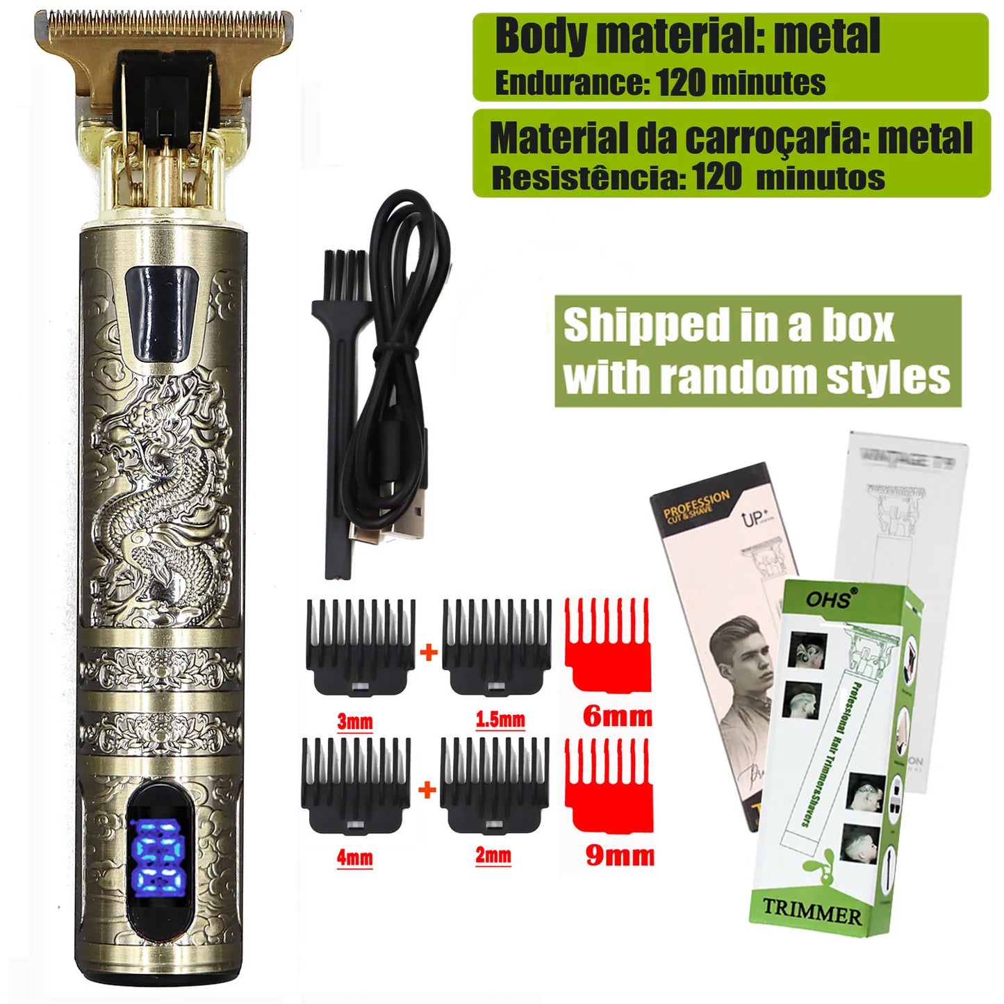 T9 Professional Hair Clipper – 0mm Precision Trimmer for Beard, Body & Hair Grooming