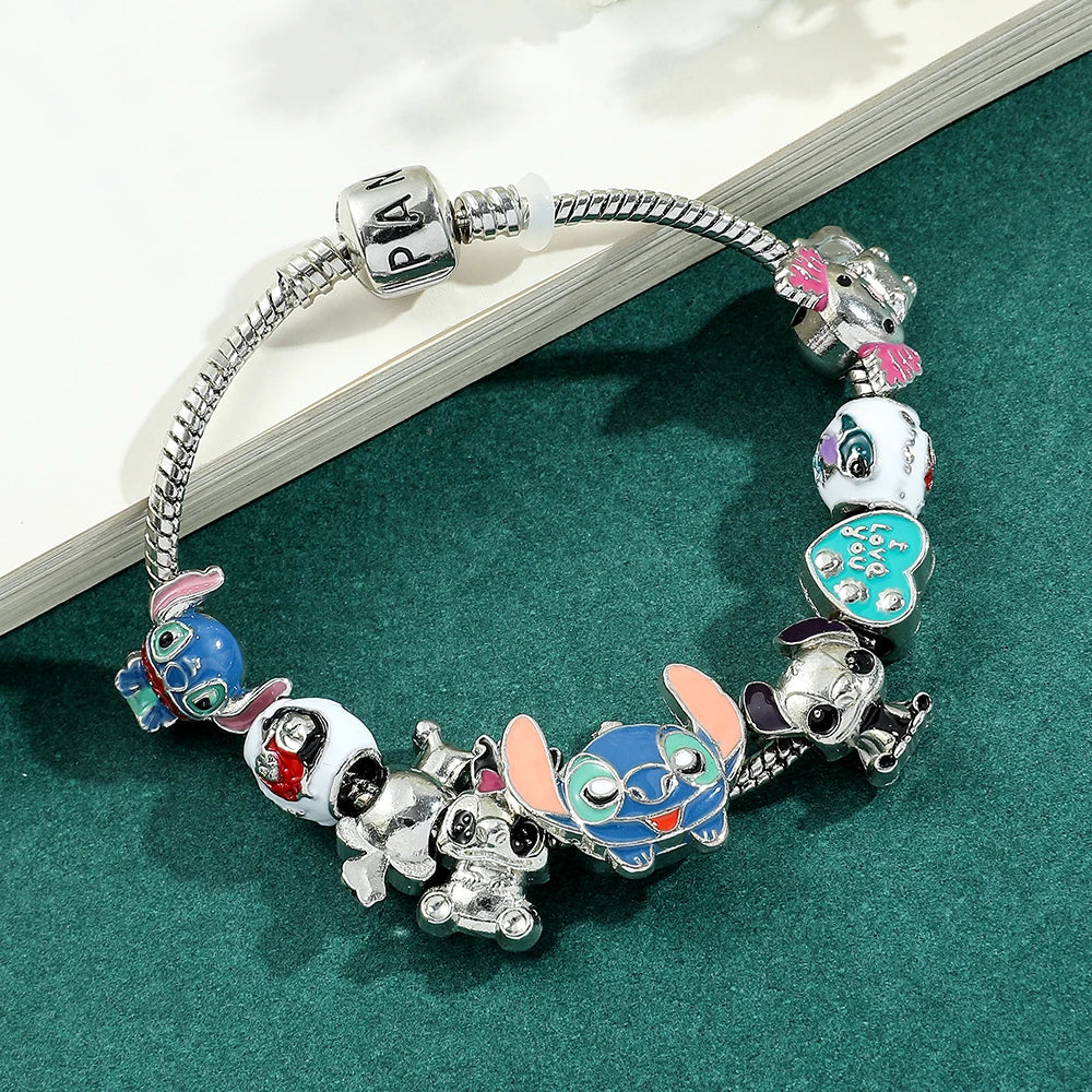 Disney Lilo & Stitch Bracelet – Elegant cartoon bead design, combining charm and sophistication, perfect for women and girls