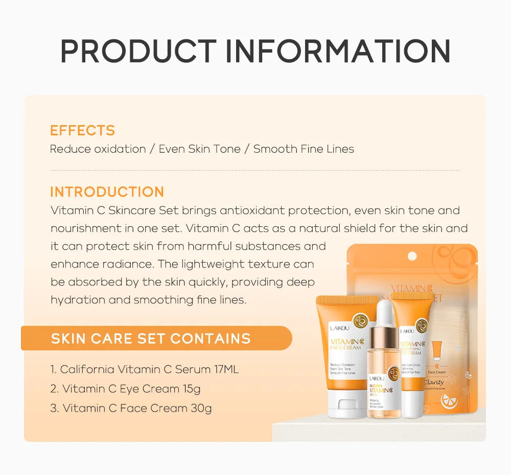 LAIKOU Luxury Set with Vitamin C & 24K Gold – Complete Glow & Premium Skincare Experience