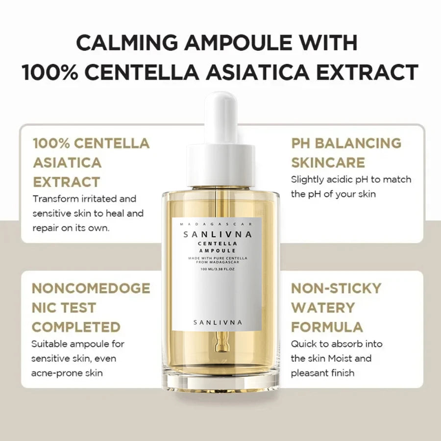 Madagascar Centella Asiatica Ampoule Facial Serum – Soothe Sensitive Skin with Luxurious Korean Glass Glow