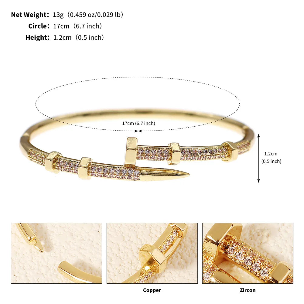 Miallo Royal Zircon Nail Bracelet – Luxury Women's Jewelry for Glamorous Events and Timeless Elegance