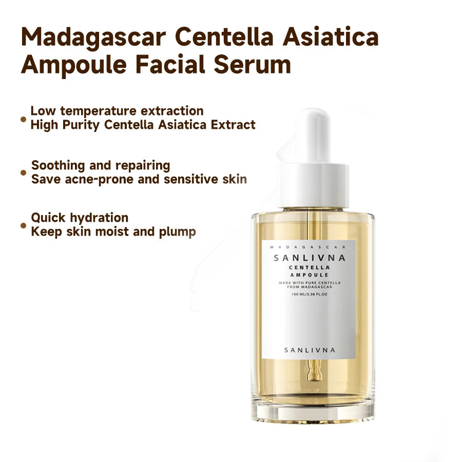 Madagascar Centella Asiatica Ampoule Facial Serum – Soothe Sensitive Skin with Luxurious Korean Glass Glow