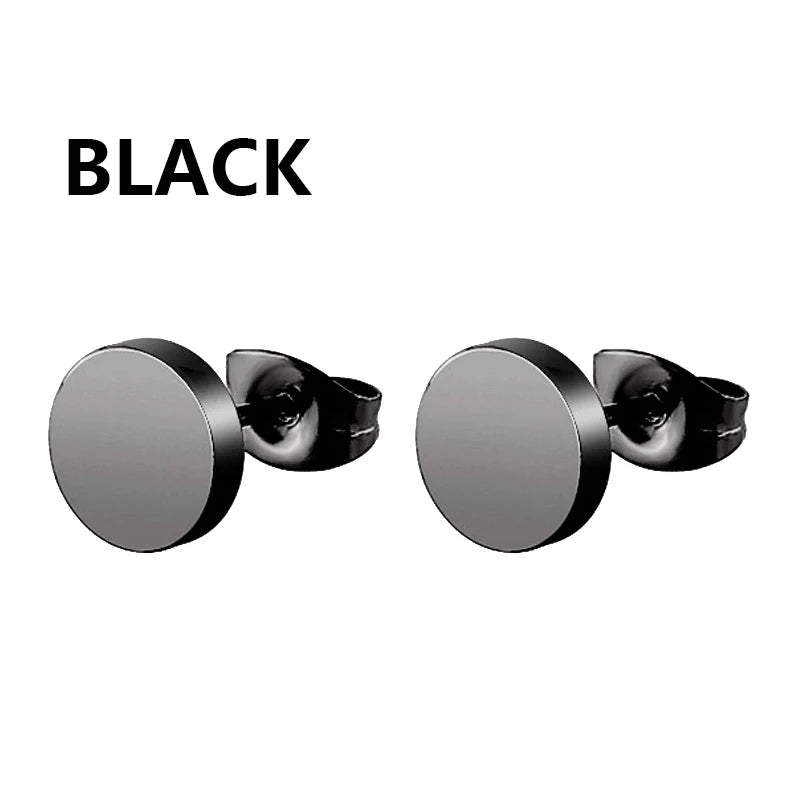 Pair of Modern Black Stainless Steel Stud Earrings – A Perfect Blend of Boldness and Elegance ,Unisex