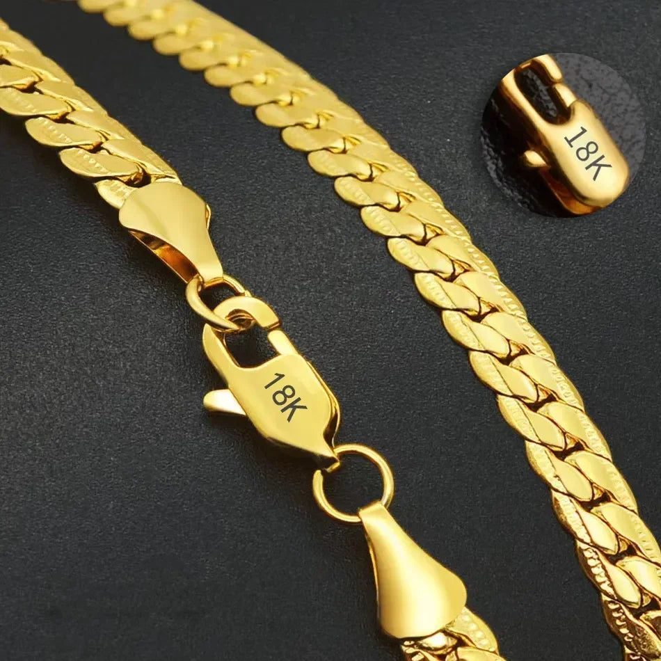 Full Sideways Figaro Chain Necklace in Gold or Silver – Luxurious Design for Men and Women, Perfect for Gifts & Elegant Occasions ,Unisex