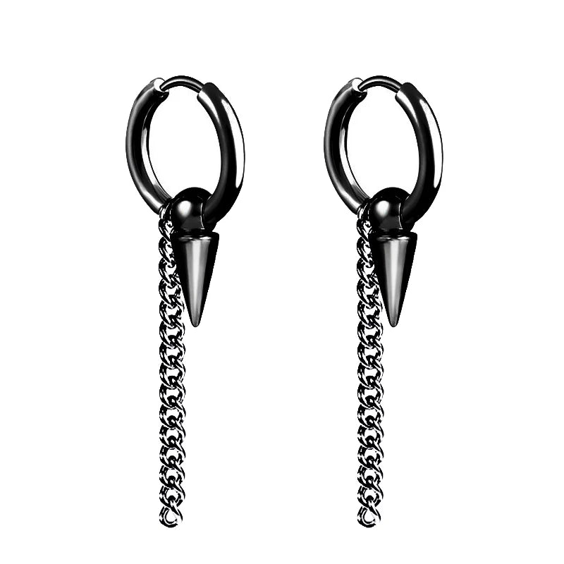 Pair of Modern Black Stainless Steel Stud Earrings – A Perfect Blend of Boldness and Elegance ,Unisex