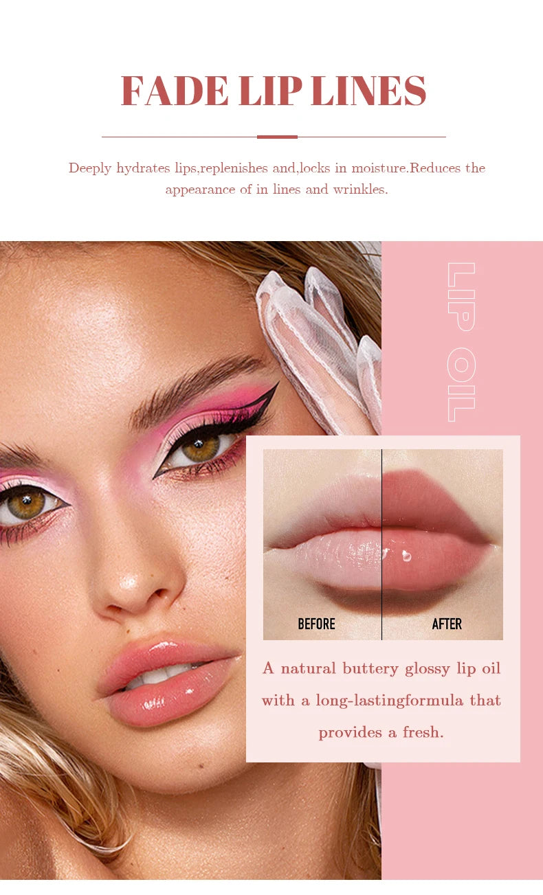 Luxury Hydrating Jelly Lip Oil Set – 6-Piece Mini Bottles with Long-Lasting Moisture & Smooth Glossy Finish