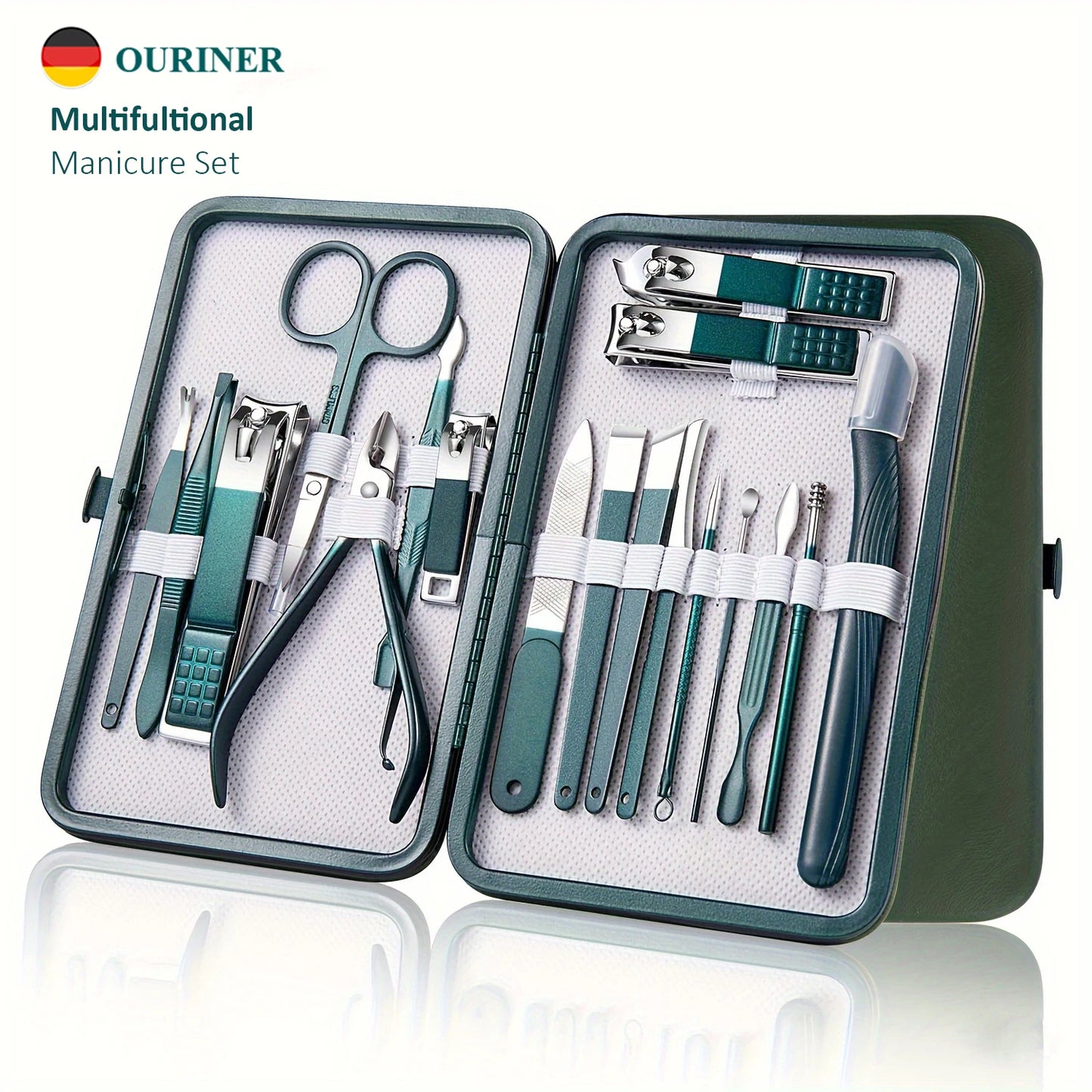 Luxury Stainless Steel Nail Care Kit – 7/10/12/18 Pieces with Chic Travel Case for On-the-Go Grooming