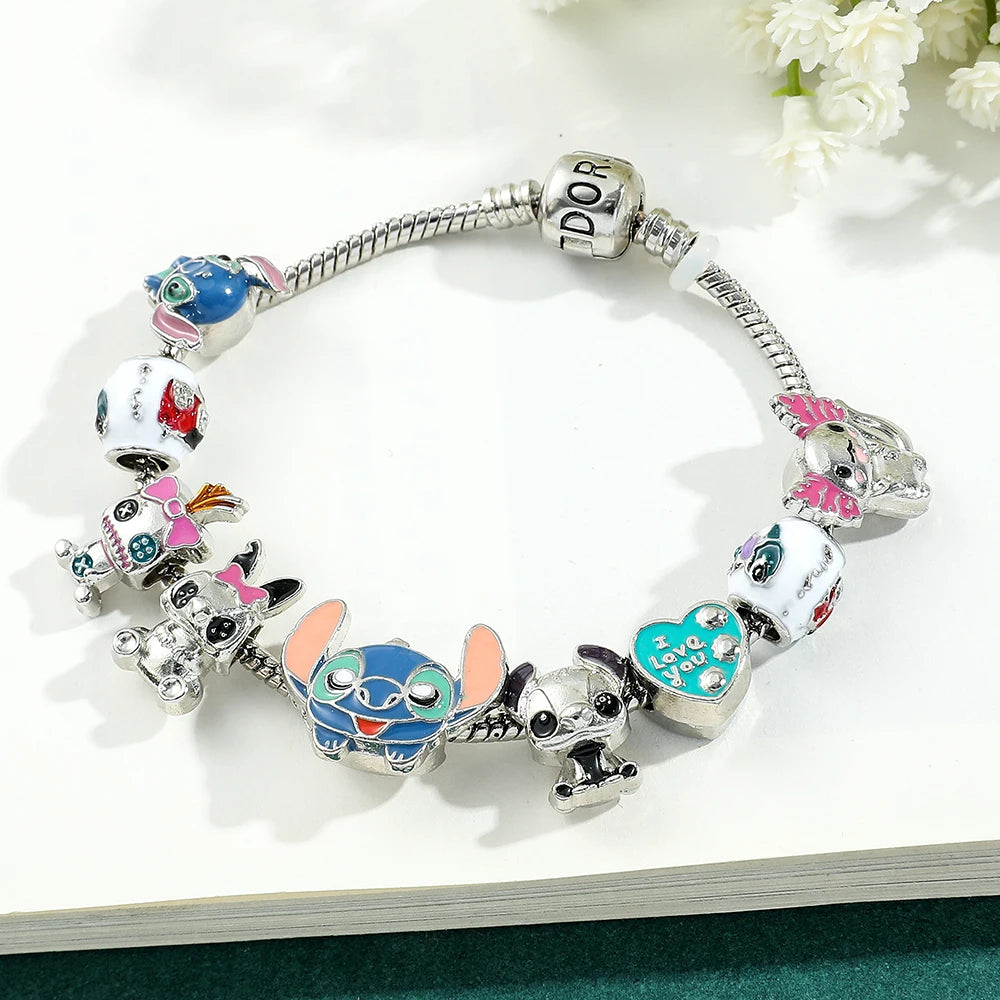 Disney Lilo & Stitch Bracelet – Elegant cartoon bead design, combining charm and sophistication, perfect for women and girls