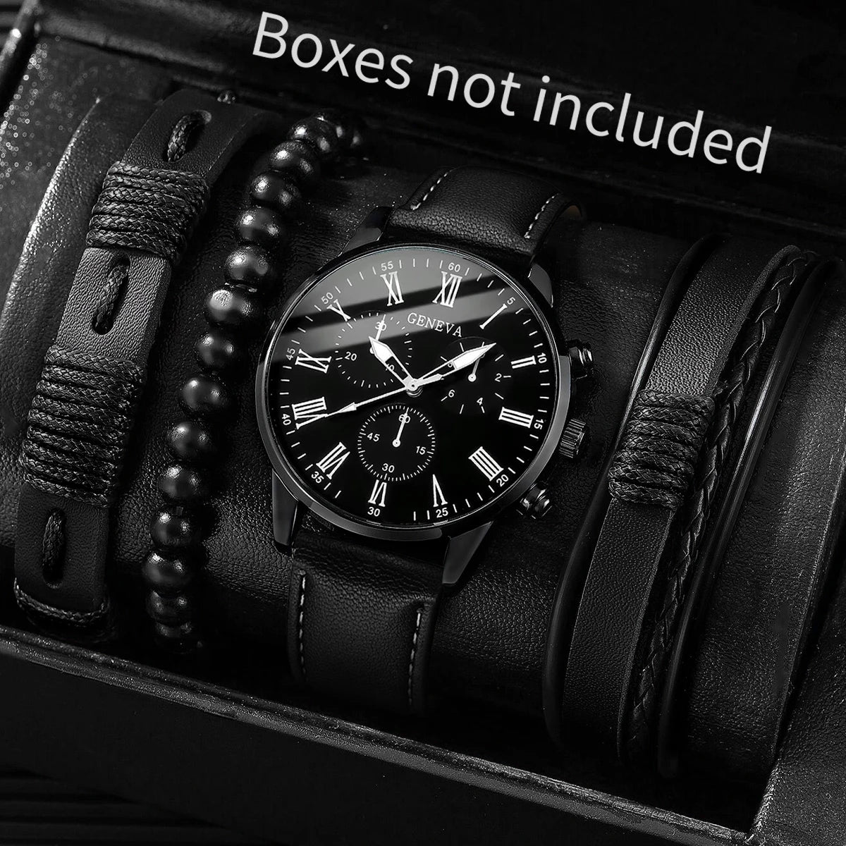 4/5PCS Stylish Men's Watch Set – Casual Nylon Strap Quartz Watches with Fashion Bracelets (No Box Included)