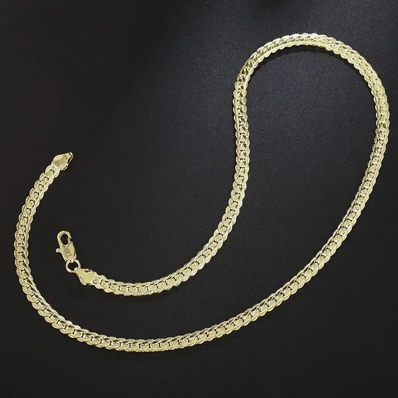 Full Sideways Figaro Chain Necklace in Gold or Silver – Luxurious Design for Men and Women, Perfect for Gifts & Elegant Occasions ,Unisex