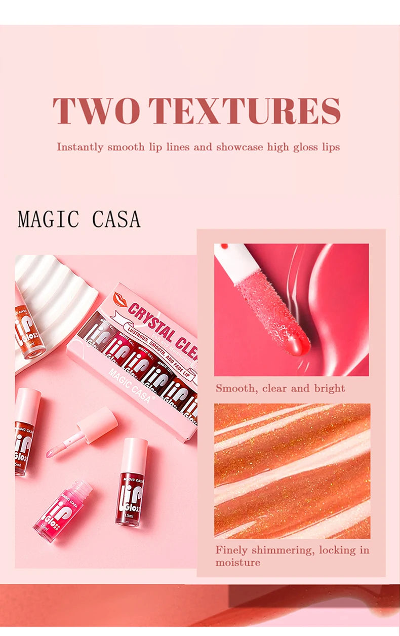 Luxury Hydrating Jelly Lip Oil Set – 6-Piece Mini Bottles with Long-Lasting Moisture & Smooth Glossy Finish