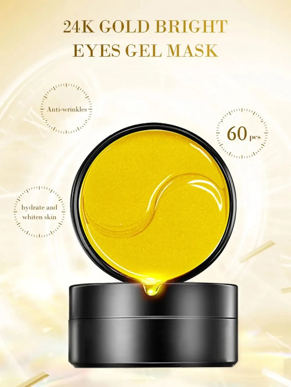 60 mascarillas de colágeno dorado para ojos: hidratación lujosa y renovación profunda para el contorno de ojos.