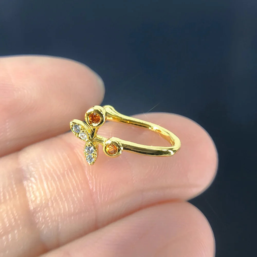 Non-Piercing Nose Ring and Ear Cuffs Featuring Edgy Heart, Star, Flower, and Butterfly Designs – Trendy Body Jewelry for Women" KAE197