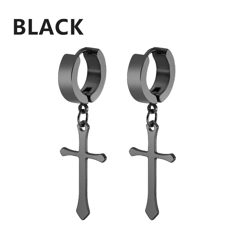 Pair of Modern Black Stainless Steel Stud Earrings – A Perfect Blend of Boldness and Elegance ,Unisex