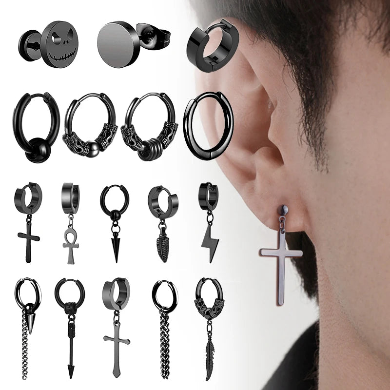 Pair of Modern Black Stainless Steel Stud Earrings – A Perfect Blend of Boldness and Elegance ,Unisex