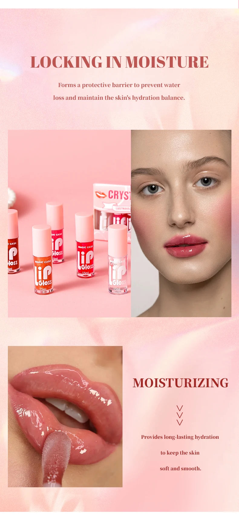 Luxury Hydrating Jelly Lip Oil Set – 6-Piece Mini Bottles with Long-Lasting Moisture & Smooth Glossy Finish