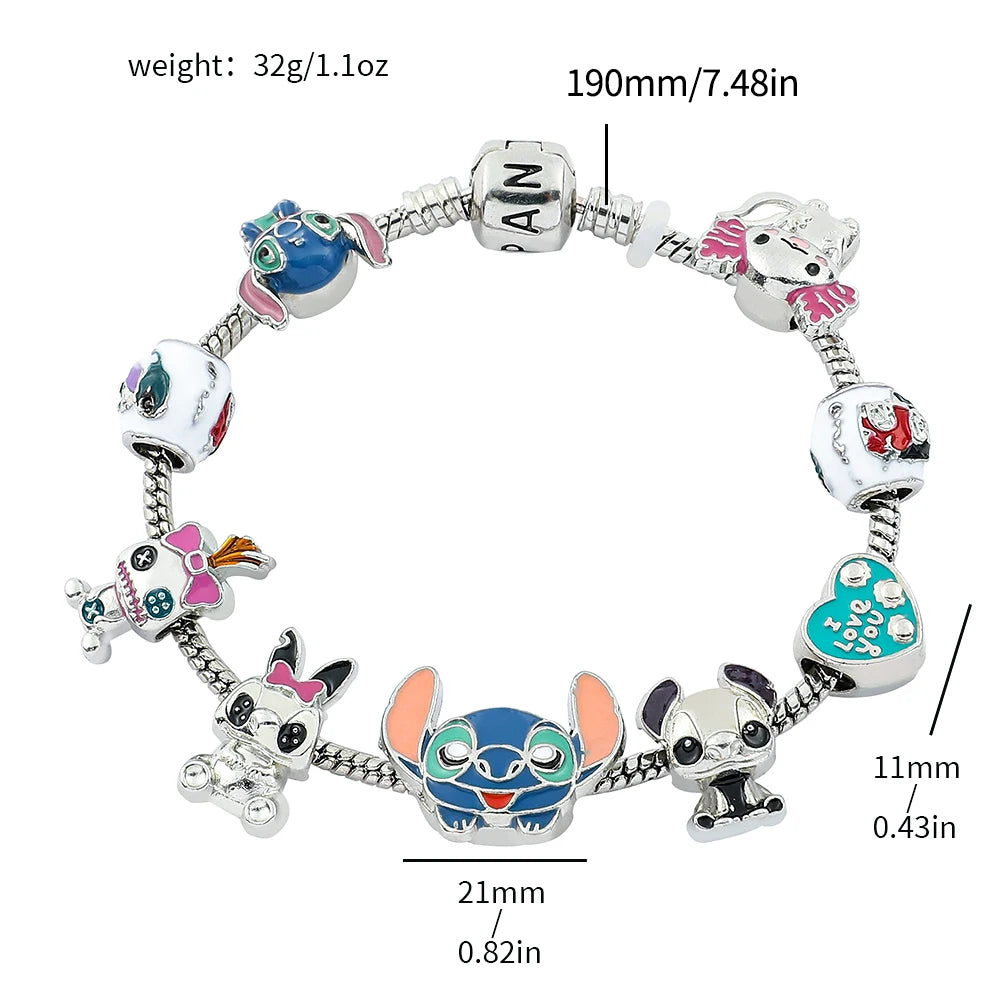 Disney Lilo & Stitch Bracelet – Elegant cartoon bead design, combining charm and sophistication, perfect for women and girls