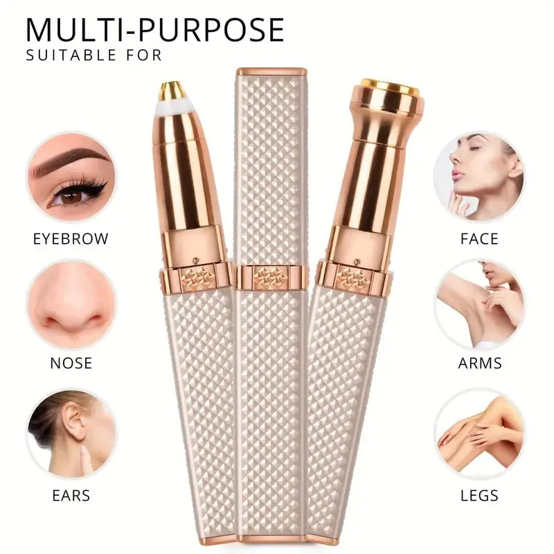 Luxury 2-in-1 Facial Hair Remover & Eyebrow Trimmer – Precision, Pain-Free Experience with Smart LED Light for a Flawless Look