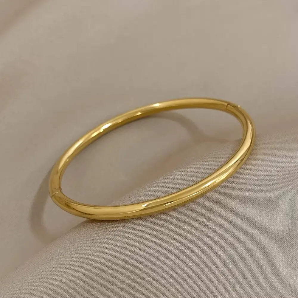 Gold-Plated Titanium Steel Bracelet with Zircon Inlay – A Timeless Classic for Women's Daily Chic