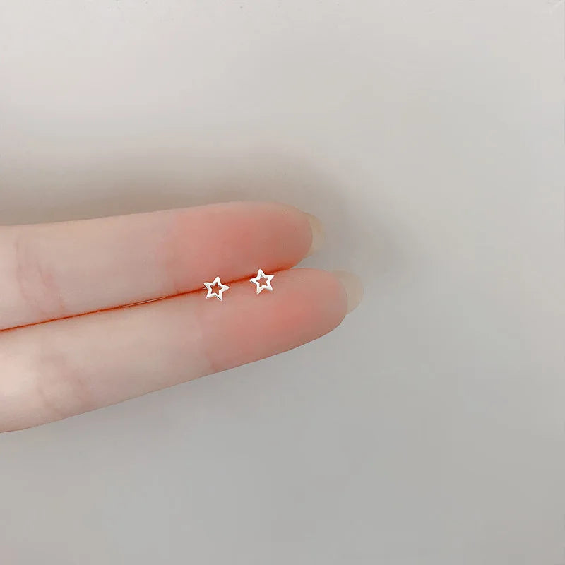 Heart Stud Earrings: Minimalist and Hypoallergenic Silver Star Design – Perfect Daily Wear Jewelry Gift for Women and Girls