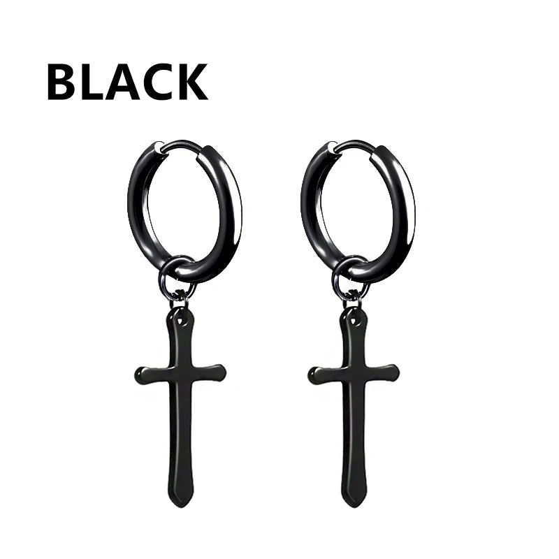 Pair of Modern Black Stainless Steel Stud Earrings – A Perfect Blend of Boldness and Elegance ,Unisex
