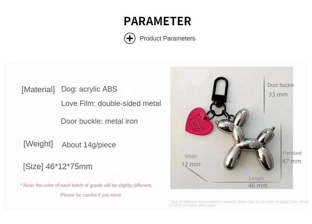 Korean Cute 3D Balloon Dog Keychain – Trendy and Playful Accessory for Mobile Phones