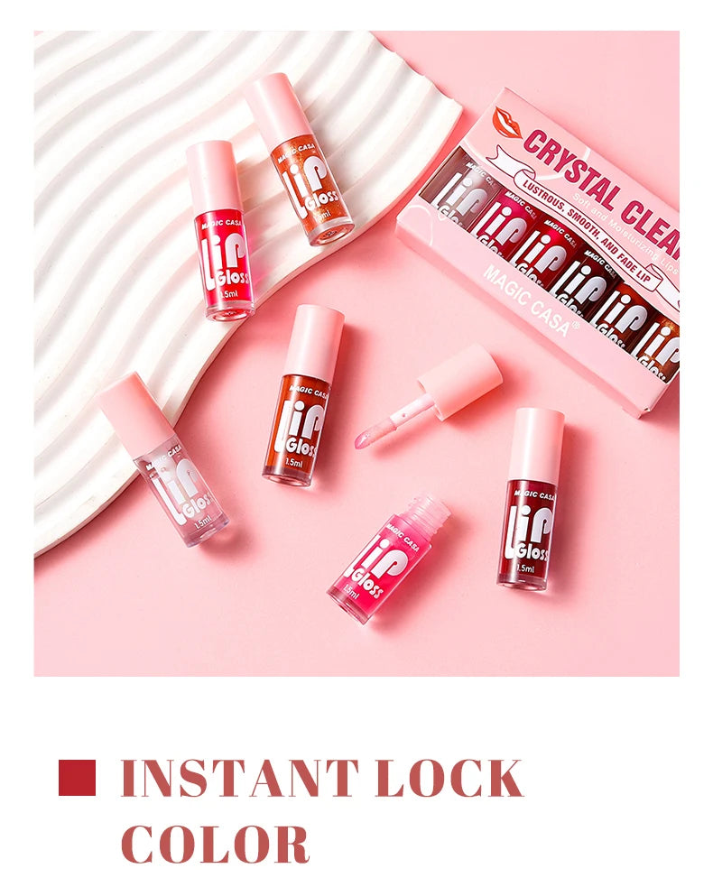 Luxury Hydrating Jelly Lip Oil Set – 6-Piece Mini Bottles with Long-Lasting Moisture & Smooth Glossy Finish