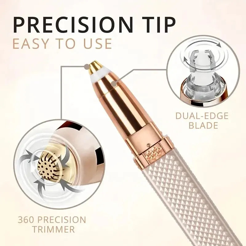 Luxury 2-in-1 Facial Hair Remover & Eyebrow Trimmer – Precision, Pain-Free Experience with Smart LED Light for a Flawless Look