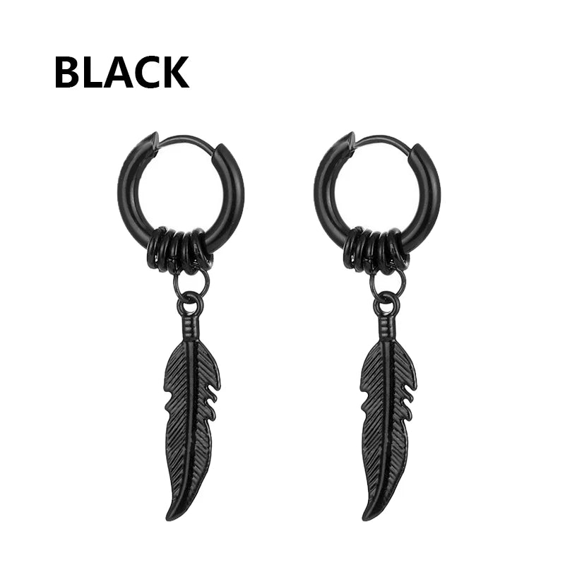 Pair of Modern Black Stainless Steel Stud Earrings – A Perfect Blend of Boldness and Elegance ,Unisex