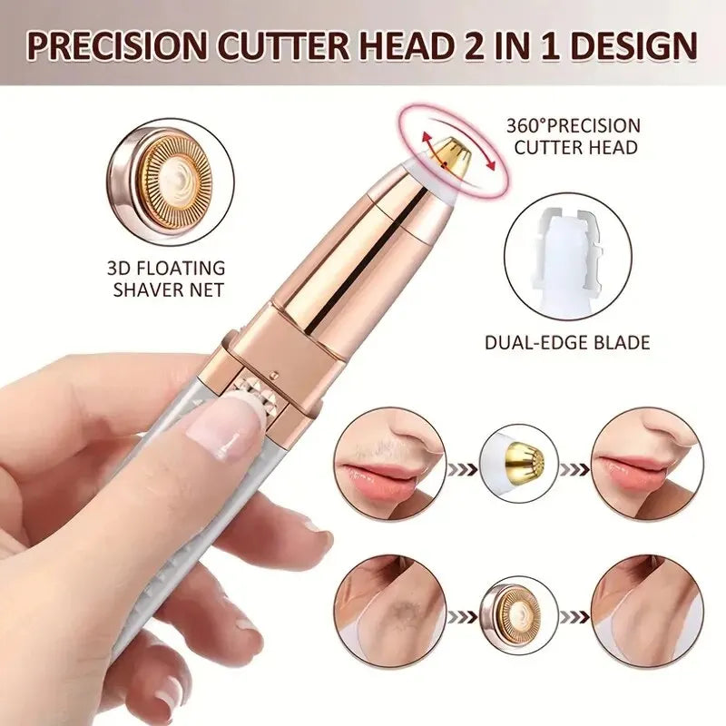 Luxury 2-in-1 Facial Hair Remover & Eyebrow Trimmer – Precision, Pain-Free Experience with Smart LED Light for a Flawless Look