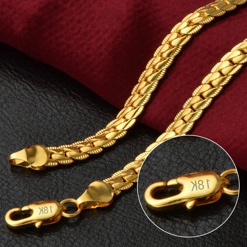 Full Sideways Figaro Chain Necklace in Gold or Silver – Luxurious Design for Men and Women, Perfect for Gifts & Elegant Occasions ,Unisex
