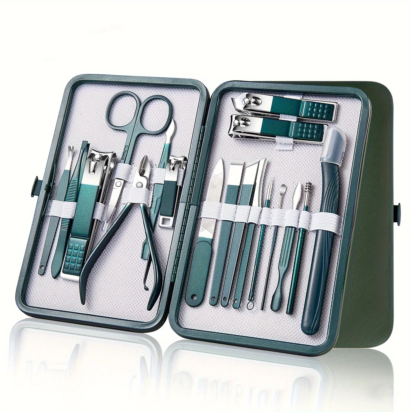Luxury Stainless Steel Nail Care Kit – 7/10/12/18 Pieces with Chic Travel Case for On-the-Go Grooming
