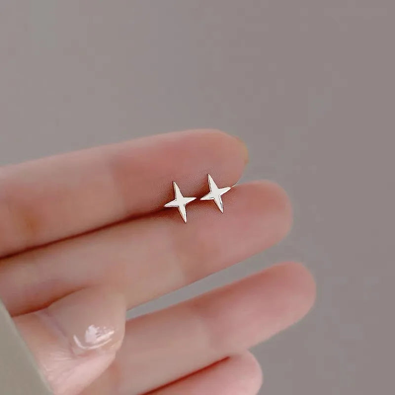 Heart Stud Earrings: Minimalist and Hypoallergenic Silver Star Design – Perfect Daily Wear Jewelry Gift for Women and Girls