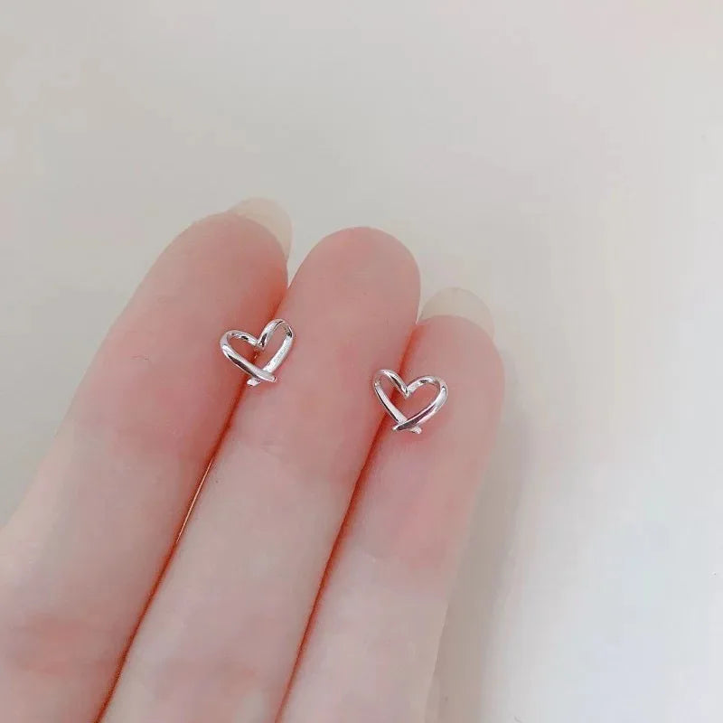 Heart Stud Earrings: Minimalist and Hypoallergenic Silver Star Design – Perfect Daily Wear Jewelry Gift for Women and Girls