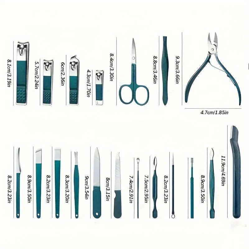 Luxury Stainless Steel Nail Care Kit – 7/10/12/18 Pieces with Chic Travel Case for On-the-Go Grooming