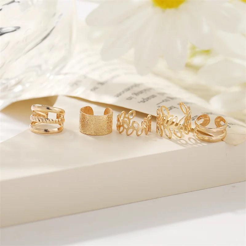 Ear Cuff Set: Elegant Gold and Silver Leaf Clip Earrings with Butterfly Design – Trendy Non-Piercing Jewelry for Modern Women
