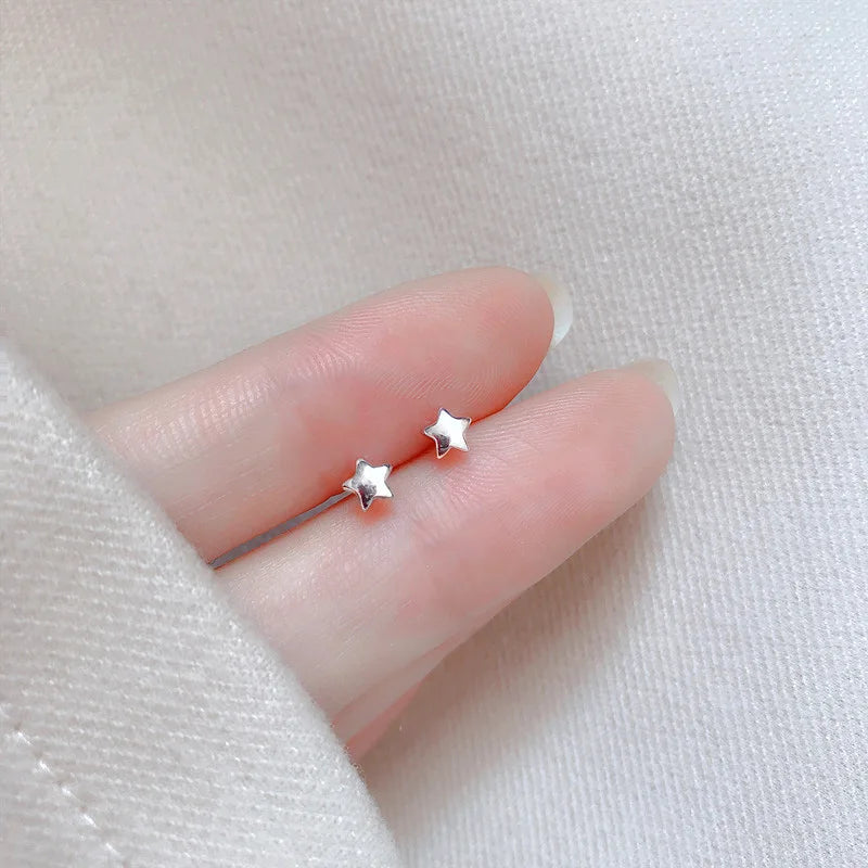 Heart Stud Earrings: Minimalist and Hypoallergenic Silver Star Design – Perfect Daily Wear Jewelry Gift for Women and Girls