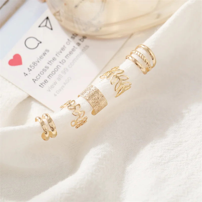 Ear Cuff Set: Elegant Gold and Silver Leaf Clip Earrings with Butterfly Design – Trendy Non-Piercing Jewelry for Modern Women