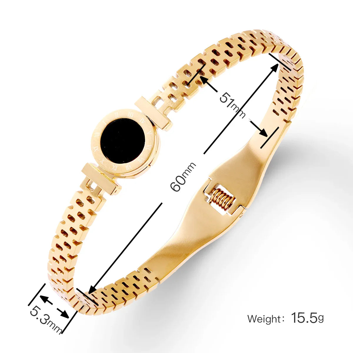 Gold-Plated Titanium Steel Bracelet with Zircon Inlay – A Timeless Classic for Women's Daily Chic